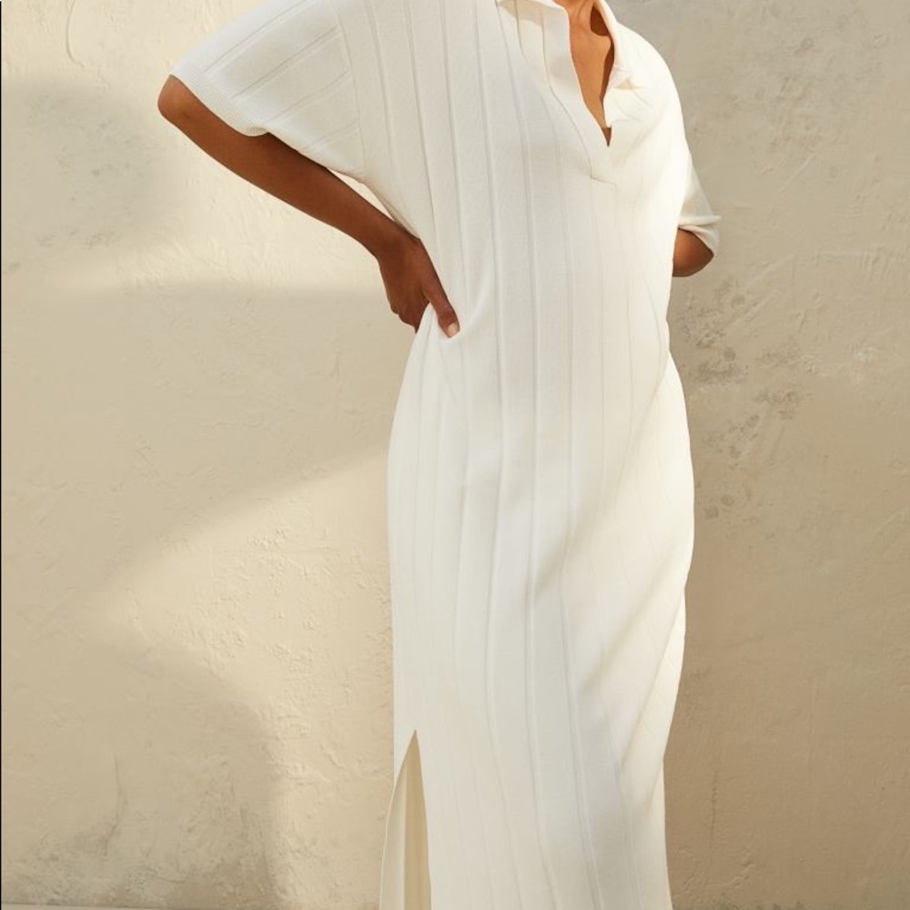H&M Long White Rib Knit Dress
